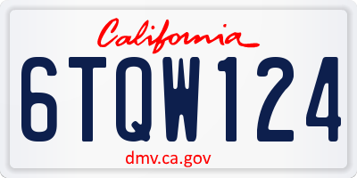 CA license plate 6TQW124