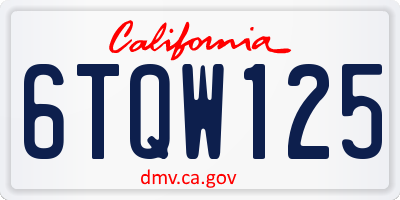 CA license plate 6TQW125