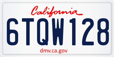 CA license plate 6TQW128