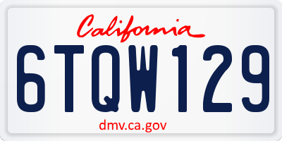CA license plate 6TQW129