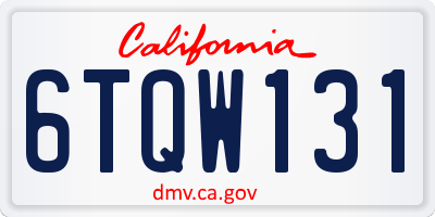 CA license plate 6TQW131