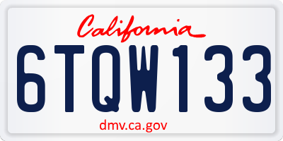 CA license plate 6TQW133