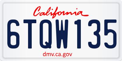 CA license plate 6TQW135