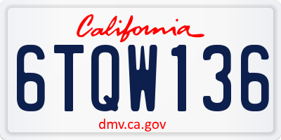 CA license plate 6TQW136