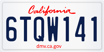 CA license plate 6TQW141