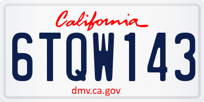 CA license plate 6TQW143
