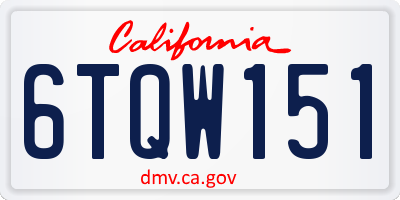 CA license plate 6TQW151