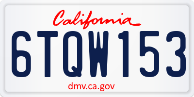 CA license plate 6TQW153