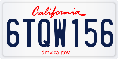 CA license plate 6TQW156