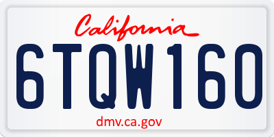 CA license plate 6TQW160