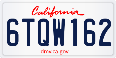 CA license plate 6TQW162