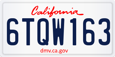 CA license plate 6TQW163