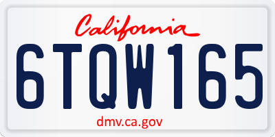 CA license plate 6TQW165
