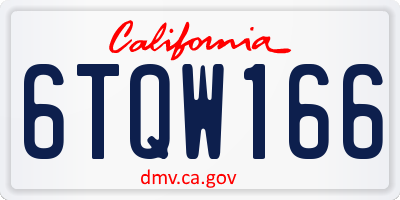 CA license plate 6TQW166