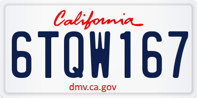 CA license plate 6TQW167