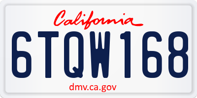 CA license plate 6TQW168