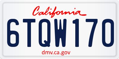 CA license plate 6TQW170