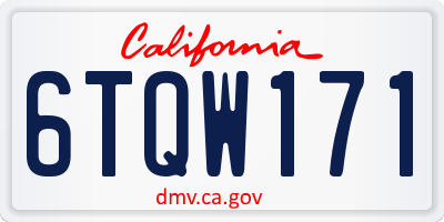 CA license plate 6TQW171