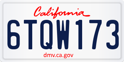 CA license plate 6TQW173