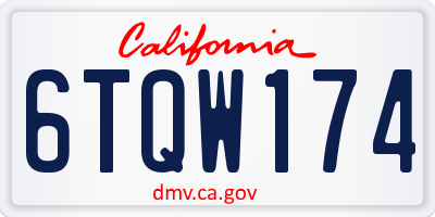 CA license plate 6TQW174