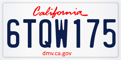 CA license plate 6TQW175