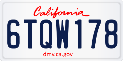 CA license plate 6TQW178