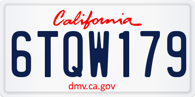 CA license plate 6TQW179