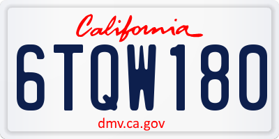 CA license plate 6TQW180