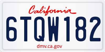 CA license plate 6TQW182