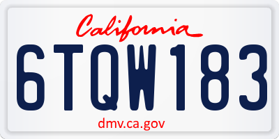 CA license plate 6TQW183