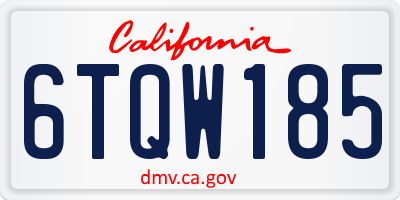 CA license plate 6TQW185