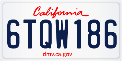 CA license plate 6TQW186