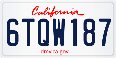 CA license plate 6TQW187