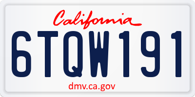 CA license plate 6TQW191