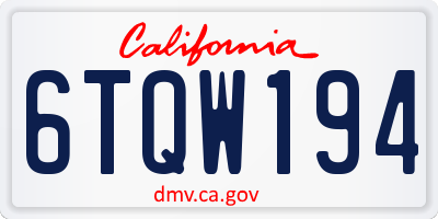 CA license plate 6TQW194