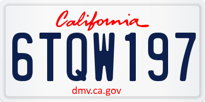 CA license plate 6TQW197