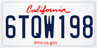 CA license plate 6TQW198