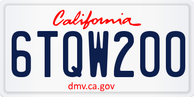 CA license plate 6TQW200