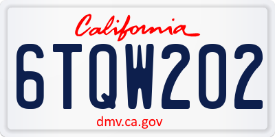CA license plate 6TQW202