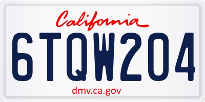 CA license plate 6TQW204