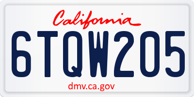 CA license plate 6TQW205