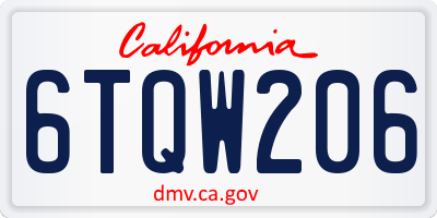 CA license plate 6TQW206