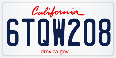 CA license plate 6TQW208