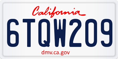 CA license plate 6TQW209