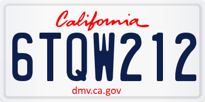 CA license plate 6TQW212