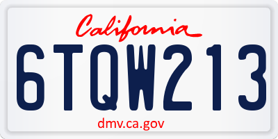 CA license plate 6TQW213