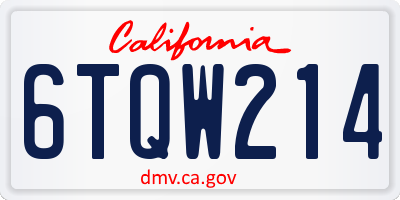 CA license plate 6TQW214