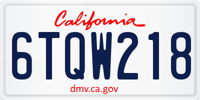 CA license plate 6TQW218