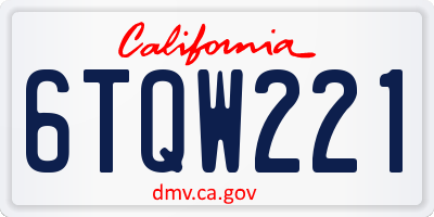 CA license plate 6TQW221