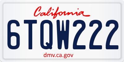 CA license plate 6TQW222